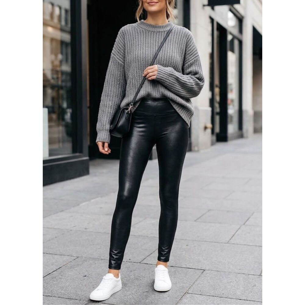 New Serra Faux Leather Leggings Black Women's Size Large